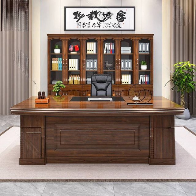 ZHIO Moderner Computertisch aus Holz in Braun mit Schubladenelement für dein Home-Office - Bild 1