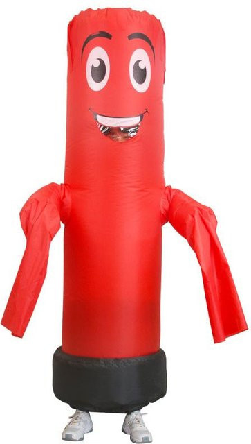 Roter Smiley Tänzer, Aufblasbares Kostüm, Erwachsene, 150-190cm, rot - Bild 1