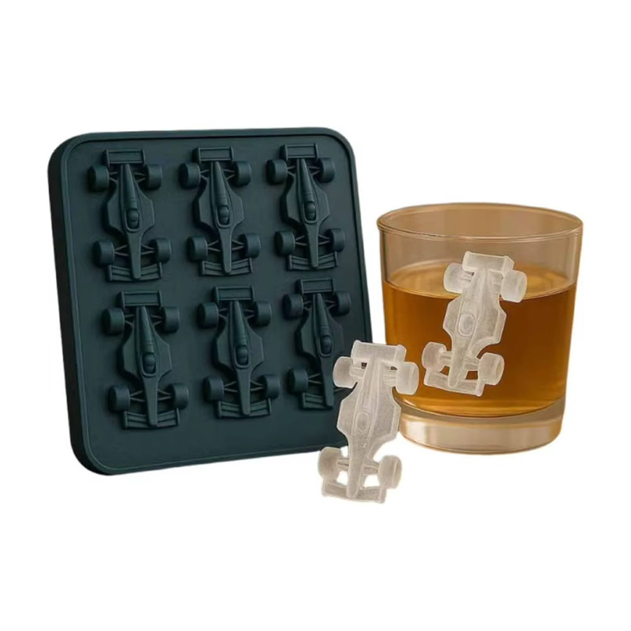 Silikonform Rennwagen 3D-Form mit 6 Mulden für Schokolade, Fondant und Gebäck, Rot - Bild 4