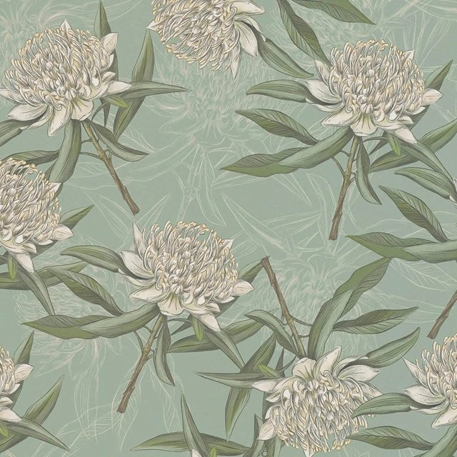 PROFHOME Blumen Tapete Floral Matt in Blau Grün Weiß, Vlies-Tapete für Wohnzimmer, Schlafzimmer und Küche, Breite: 0,53 m, Länge: 10,05 m - Bild 1