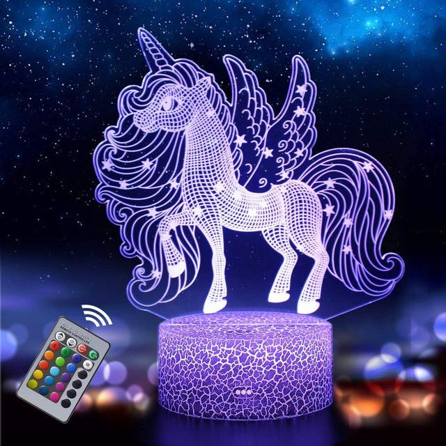 Nighdn 3D LED Einhorn Nachtlicht mit Fernbedienung und 16 Farboptionen für Kinder - Bild 1