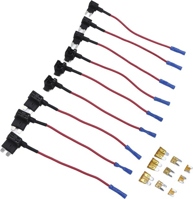 Igeteck Add-A-Circuit Adapter Set 12V mit 9 Stück in den Typen Standard, Mini und Low Profile inklusive 5A Flachsicherungen, Farbe: Schwarz - Bild 1