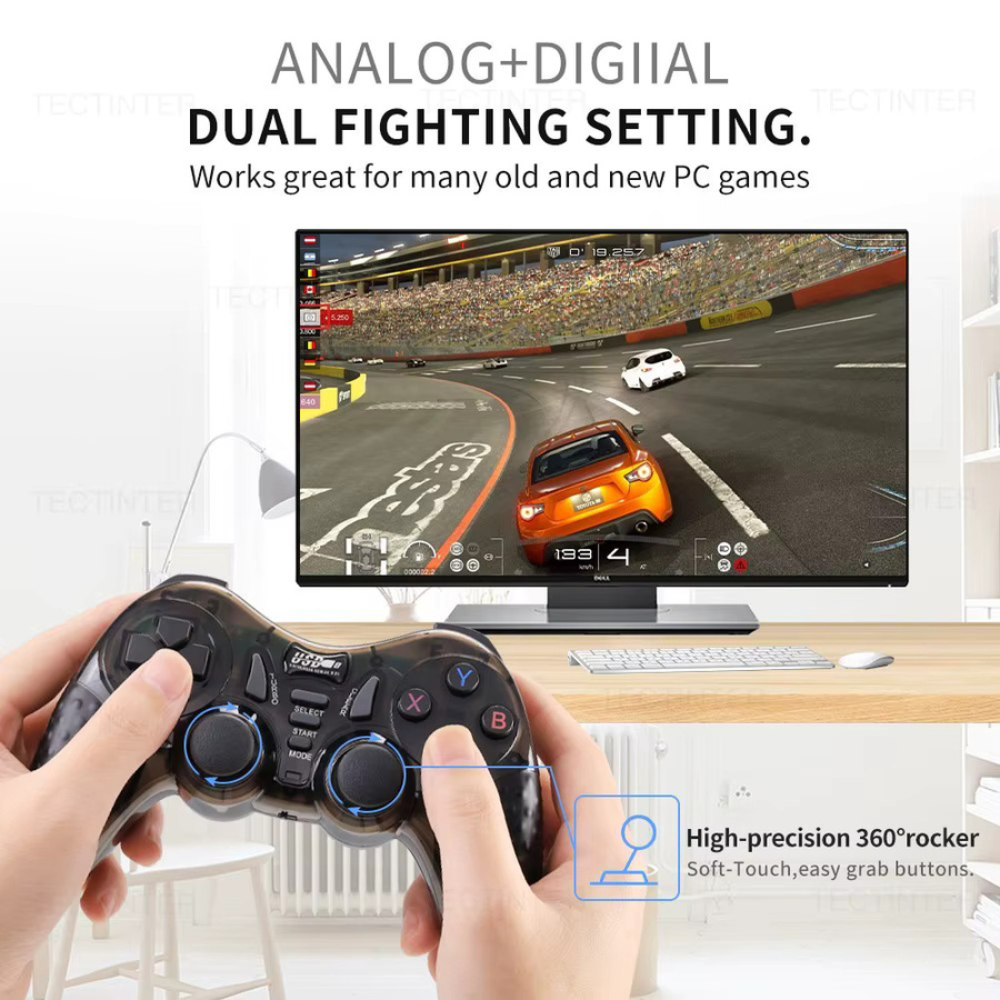TECTINTER Wireless Controller 2,4 GHz Gamepad in Schwarz für Sony PS3, Android, TV Box und PC - Bild 2