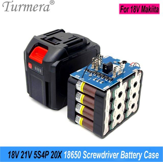 Turmera 18 V 21 V Schraubendreher-Batteriegehäuse 5S4P mit 20 x 18650-Halter und BMS-Schweißnickel für den Austausch von 20 V elektrischen Bohrmaschinen - Bild 1