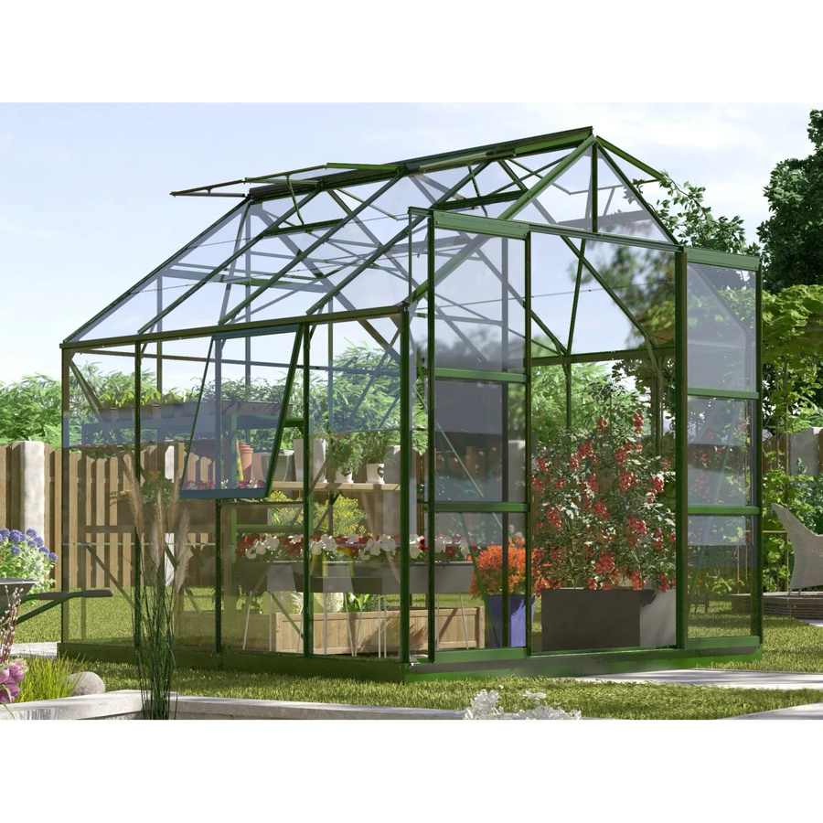 Vitavia Gewächshaus Jupiter 6700 in Smaragdgrün mit 6,7 m² Fläche, ESG-Sicherheitsglas und Doppelschiebetür - Bild 5