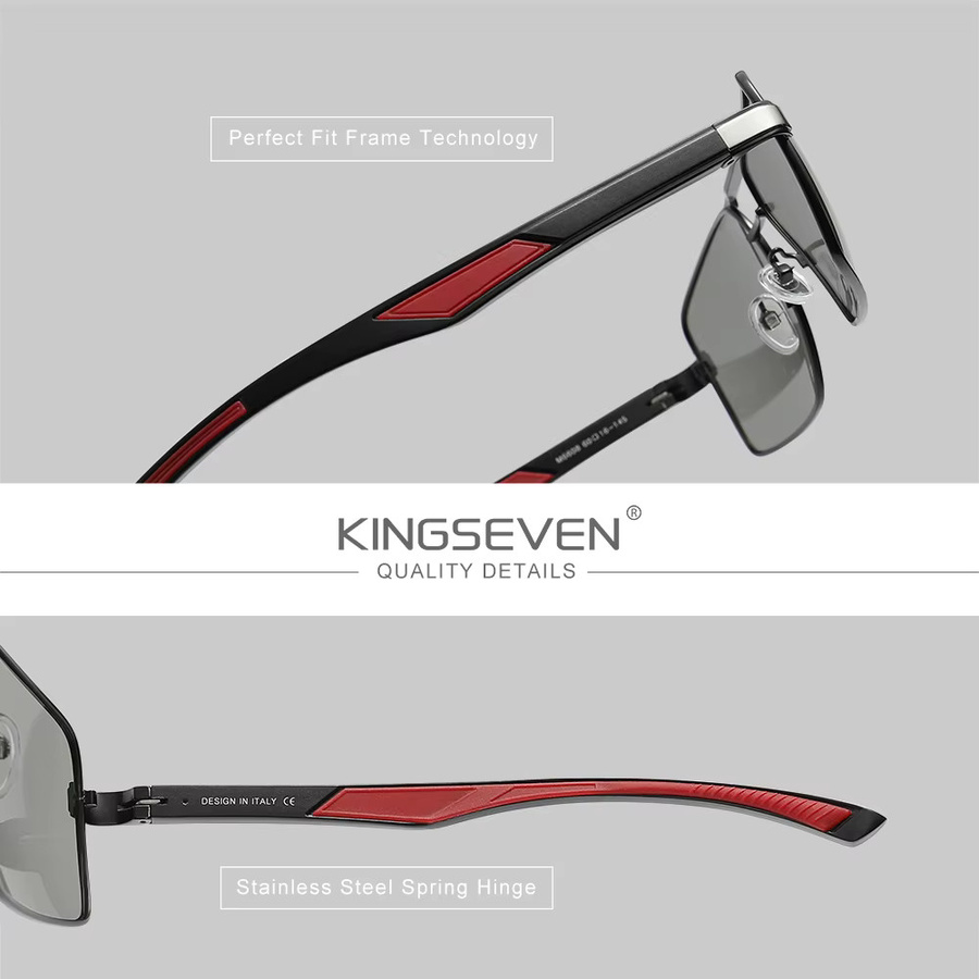 KINGSEVEN Sonnenbrille, quadratisch, Metall, schwarz, Unisex - Bild 3