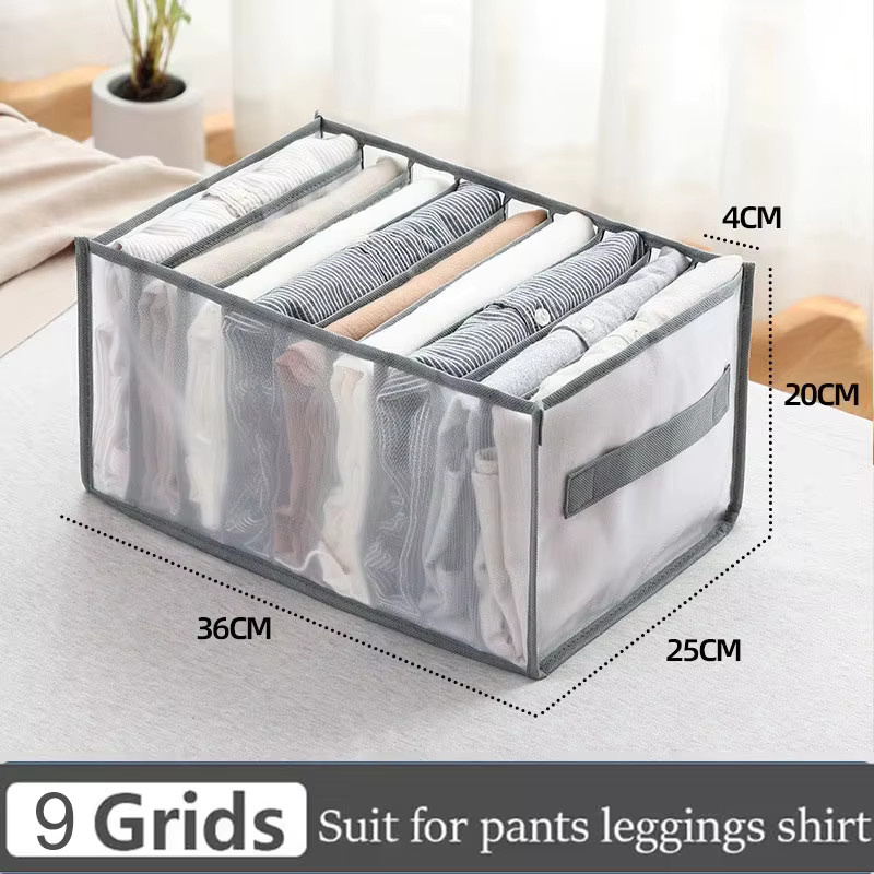 GOT-TOG Unterwäsche-Schubladen-Organizer aus Stoff, faltbare Aufbewahrungsbox mit Trennwänden für Socken, BH und Unterwäsche, beige und grau - Bild 4