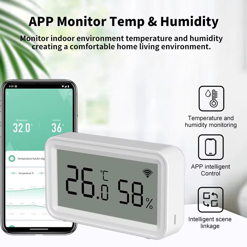 Tuya Zigbee WiFi Temperatur- und Feuchtigkeitssensor in Weiß mit SmartLife App-Fernsteuerung und Kompatibilität mit Yandex Alexa - Bild 2