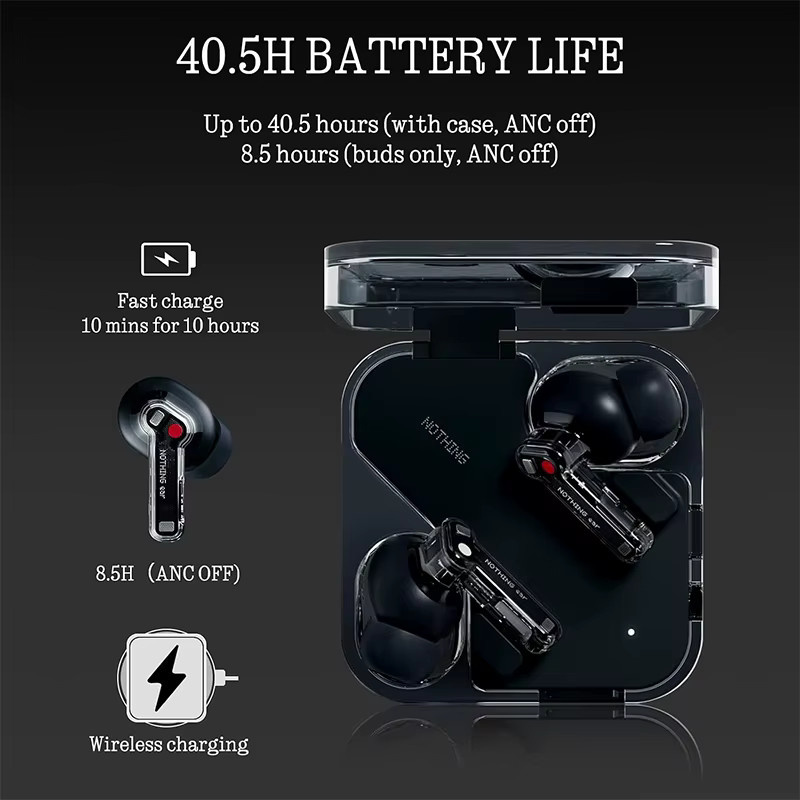 Nothing Ear In-Ear Kopfhörer mit 45dB Aktiver Geräuschunterdrückung ANC, 11mm Treiber, 24-Bit Hi-Res Audio mit LDAC & LHDC, Farbe: Schwarz - Bild 3
