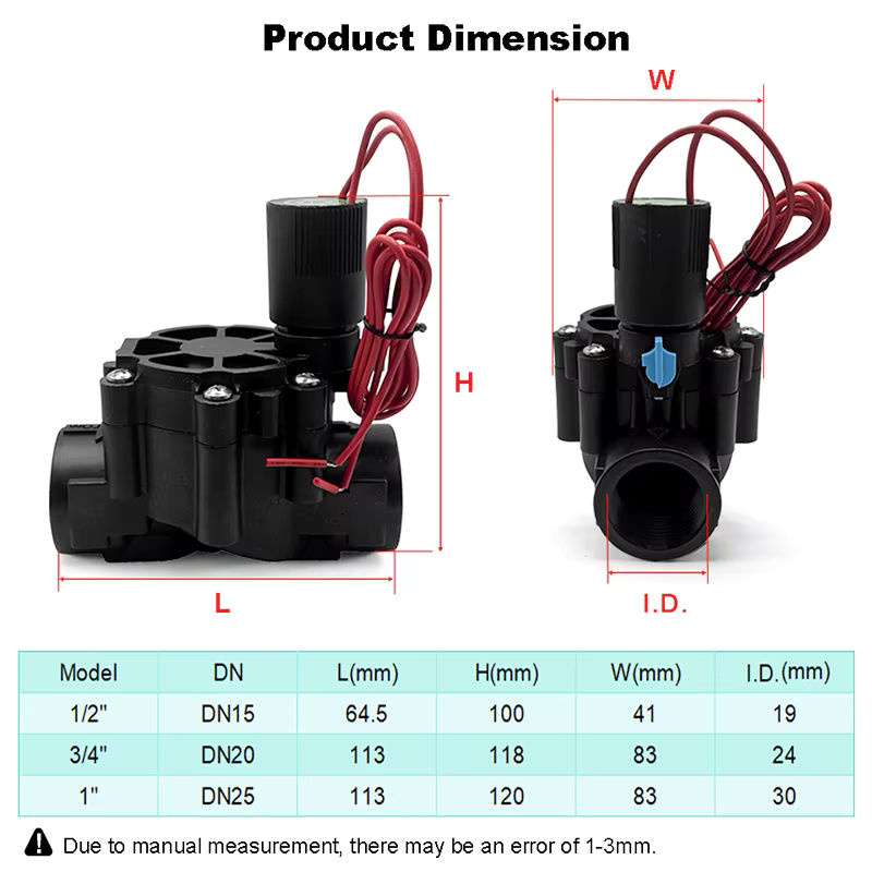 Normalerweise geschlossenes Magnetventil aus Nylon für Garten und Bewässerung in den Größen 1/2", 3/8", 3/4" und 1" mit 12V, 24V oder 220V - Bild 3
