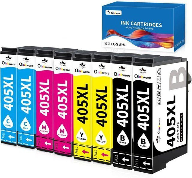 8er Packung kompatible Tintenpatronen 405XL Multipack für Epson Workforce Pro WF-3820, WF-3825, WF-4820 und WF-4825, Mehrfarbig - Bild 1