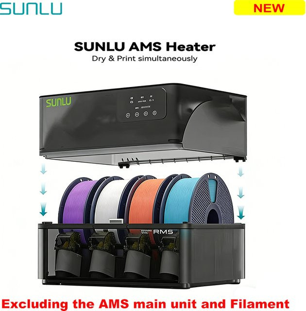 SUNLU AMS-Heizer für Bambu Lab AMS Gen 1 zum gleichzeitigen Drucken und Trocknen mit schneller Aufheizung auf 70°C in Schwarz - Bild 1