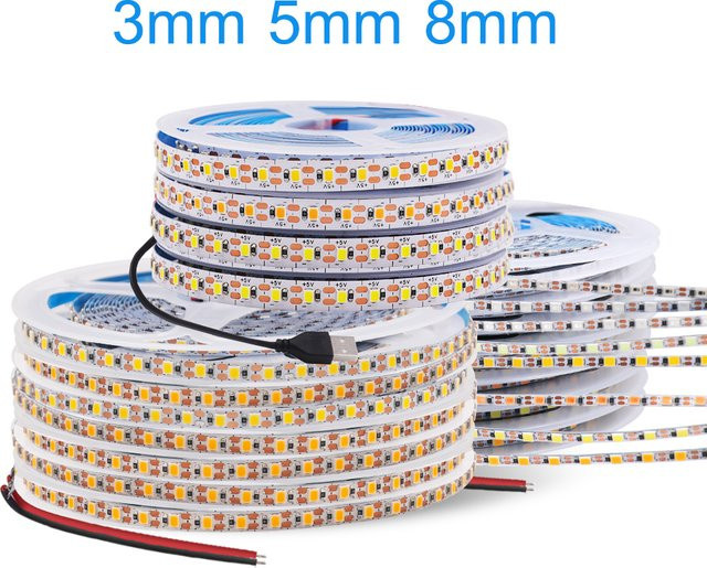 GAHADA LED-Streifen CCT mit 120 LEDs/m, SMD 2835, DC 5 V, USB-Anschluss, IP20, selbstklebend und schneidbar, Farbe: Weiß - Bild 1