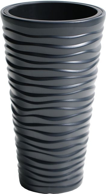 PROSPERPLAST Blumentopf Sand Slim in Anthrazit mit Wellenstruktur, B: 30 cm, T: 30 cm, H: 52 cm - Bild 1