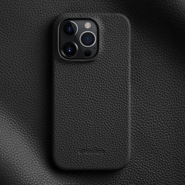 Melkco iPhone Hülle aus echtem Leder in Schwarz für iPhone 15 Pro Max, iPhone 14 Plus, iPhone 13 mini, iPhone 12 und iPhone 11 Pro Max – Anti-Fall-Cover - Bild 1