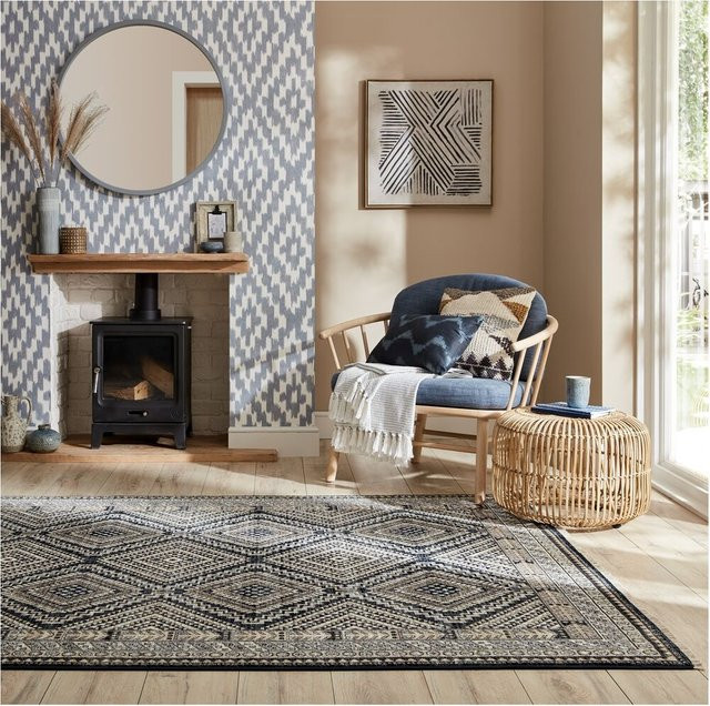 Orient Teppich Kadima Design Kelvin in Blau mit Rauten-Dessin, B: 80 cm, L: 154 cm - Bild 1