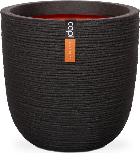 Capi Pflanztopf Nature Rib Kugel Riffel in Schwarz, Durchmesser: 54 cm, Höhe: 52 cm - Bild 1