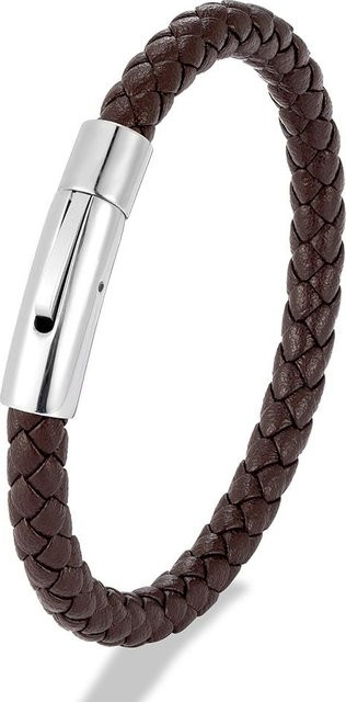 Lederarmband, Edelstahl, kaffeebraun, 23 cm, Unisex - Bild 1