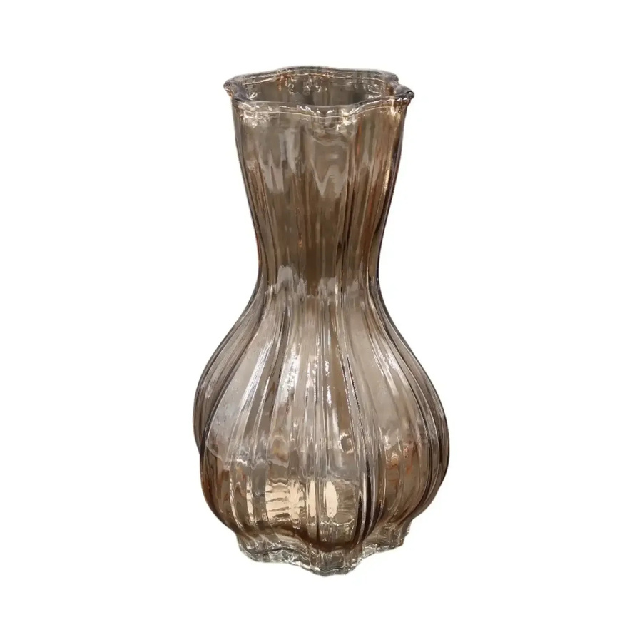 House of Nature Vase Flin Fion in Beige mit vertikaler Rillenstruktur und geschwungener Form, Höhe: 25 cm - Bild 1