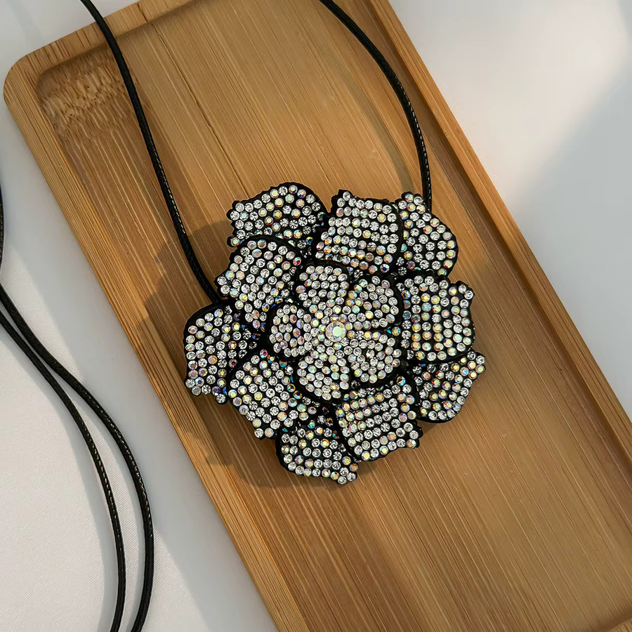SHIXIN Halskette, Strass-Blumen, Kristall, Silber, Damen - Bild 3