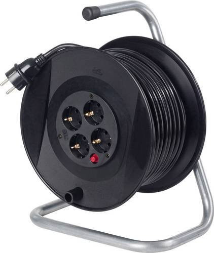 AS Schwabe Kabeltrommel Schwarz mit Schutzkontakt-Stecker, 25 m Länge - Bild 1