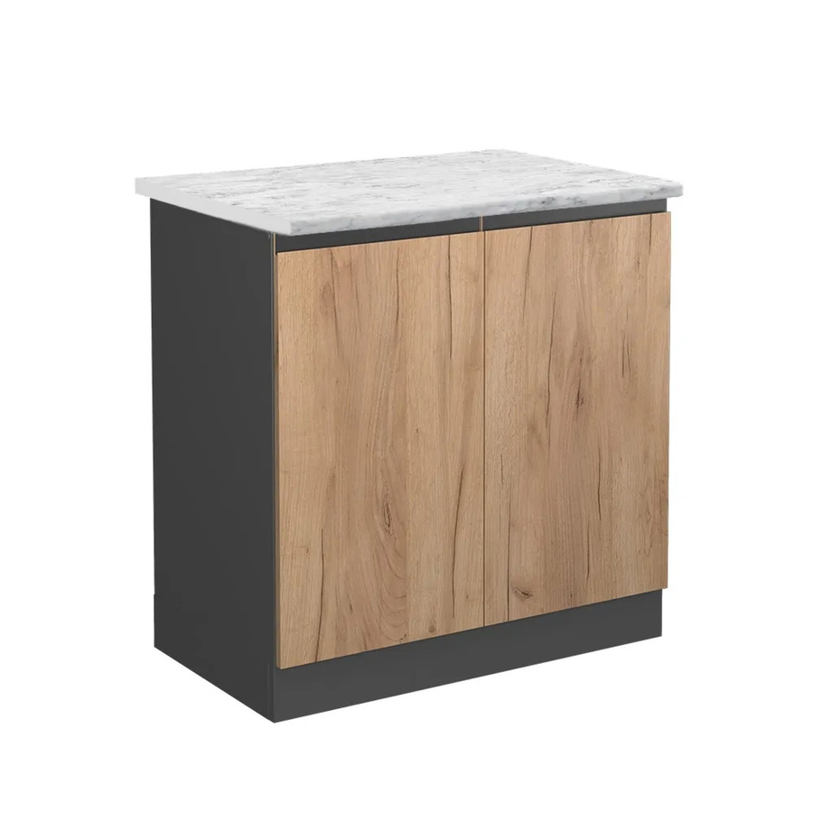 Vicco Spülenunterschrank R-Line Goldkraft Eiche Anthrazit mit Marmor-Optik B/T/H: 81,6 x 46,0 x 79,0 cm - Bild 2