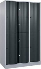C+P Kombi-Schließfachschrank Resisto mit 3 Abteilen und 9 Fächern, Weißaluminium/Anthrazitgrau, B/T/H: 114,8 x 64,0 x 195,0 cm - Bild 1