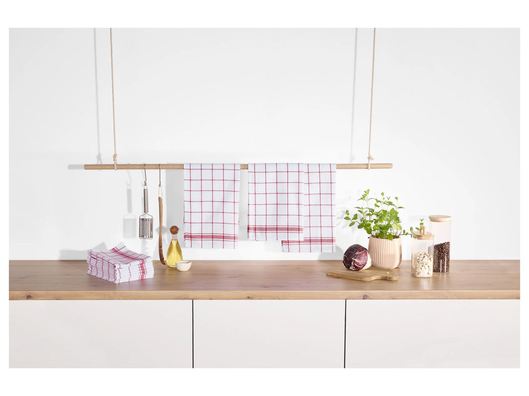 W5 Geschirrtücher aus Baumwolle in Rot, B/H: 50 x 70 cm - Bild 2