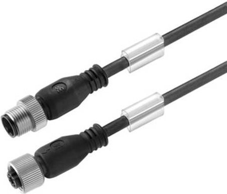Weidmüller Sensor-Aktor-Steckverbinder M12 Stecker gerade mit Buchse gerade, schwarz, Kabellänge: 1,00 m - Bild 1