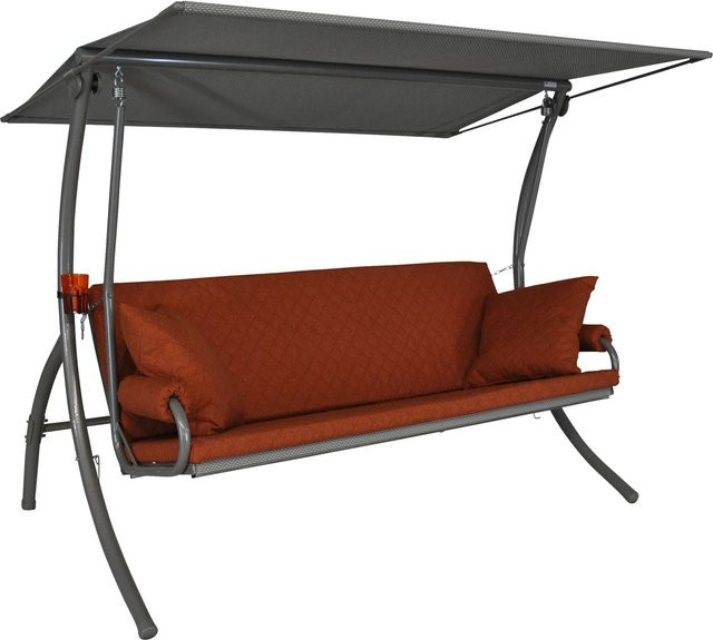 Angerer Freizeitmöbel Hollywoodschaukel Elegance Joy 3-Sitzer in Terracotta mit Liegefunktion, Auflagen und Sonnendach - Bild 1