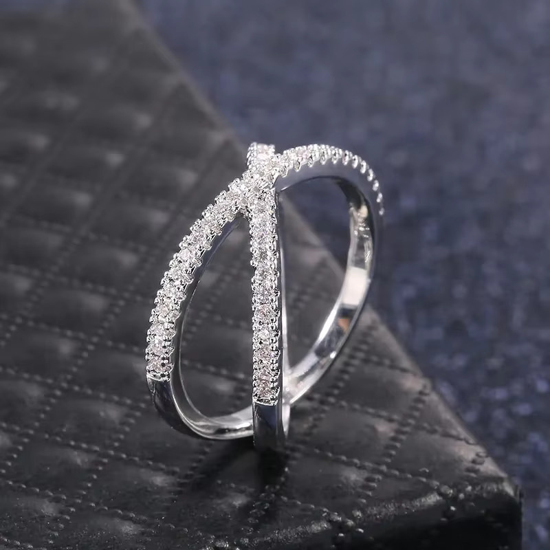 Huitan Ring, Messing, Zirkonia, Silber, Unisex - Bild 2