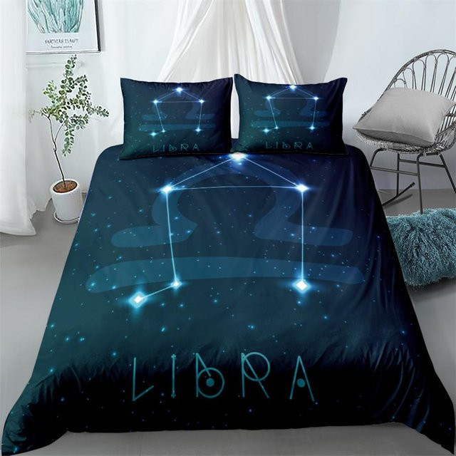 Zodiac Bettwäsche-Set mit Sternzeichen-Motiv in Blau, Material Mikrofaser, B/H: 135 x 200 cm - Bild 1