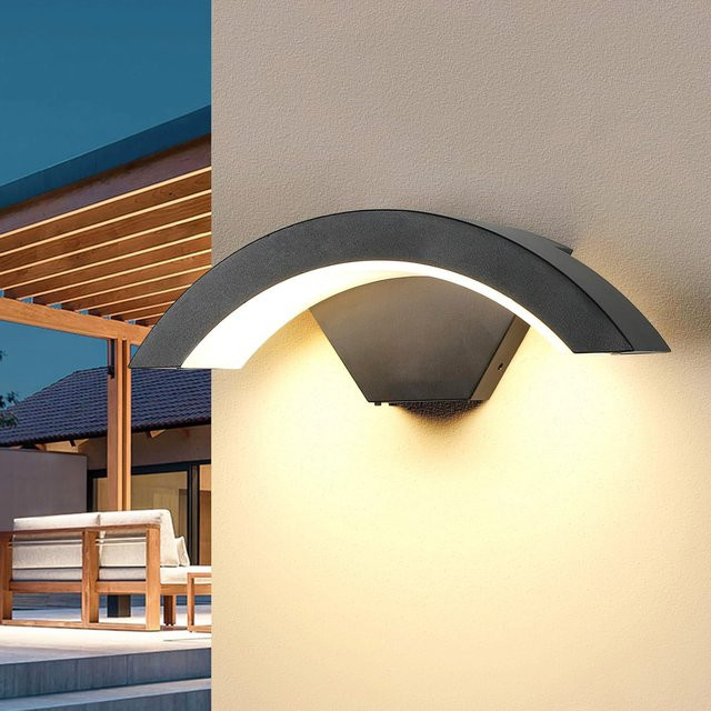 Moderne LED Außenwandleuchte in Schwarz mit Up-Down-Lichteffekt, 24 W, warmweiß 3000 K für Terrasse und Garten - Bild 1