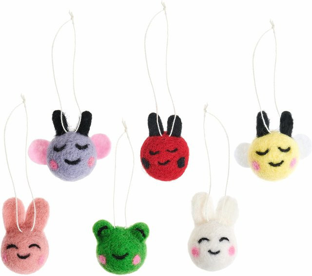 Rico Design Aufhänger Filz-Köpfe 3D Bunt mit Schmetterling, Frosch, Hase, Biene und Marienkäfer - Bild 1