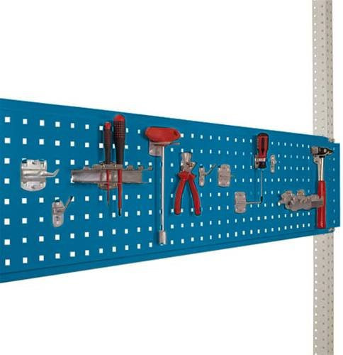 Manuflex AS1704.5007 Werkzeug-Lochplatte für PACKPOOL in Blau und Stahl, Nutzhöhe: 30 cm, für Tischbreite: 200 cm - Bild 1