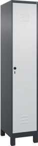 C+P Spind Classic PLUS Garderobenschrank mit 1 Abteil, H x B x T: 195 x 40 x 50 cm, Sicherheits-Drehriegel, 4 Garderobenhaken und mittiger Trennwand, Anthrazitgrau/Lichtgrau/Schwarzgrau - Bild 1