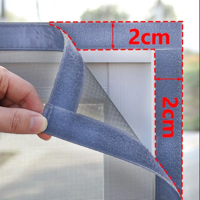 TYMF Moskitonetz für Fenster aus Fiberglas in Grau mit Hakenschlaufe, waschbar und unsichtbar für den Innenbereich - Bild 1