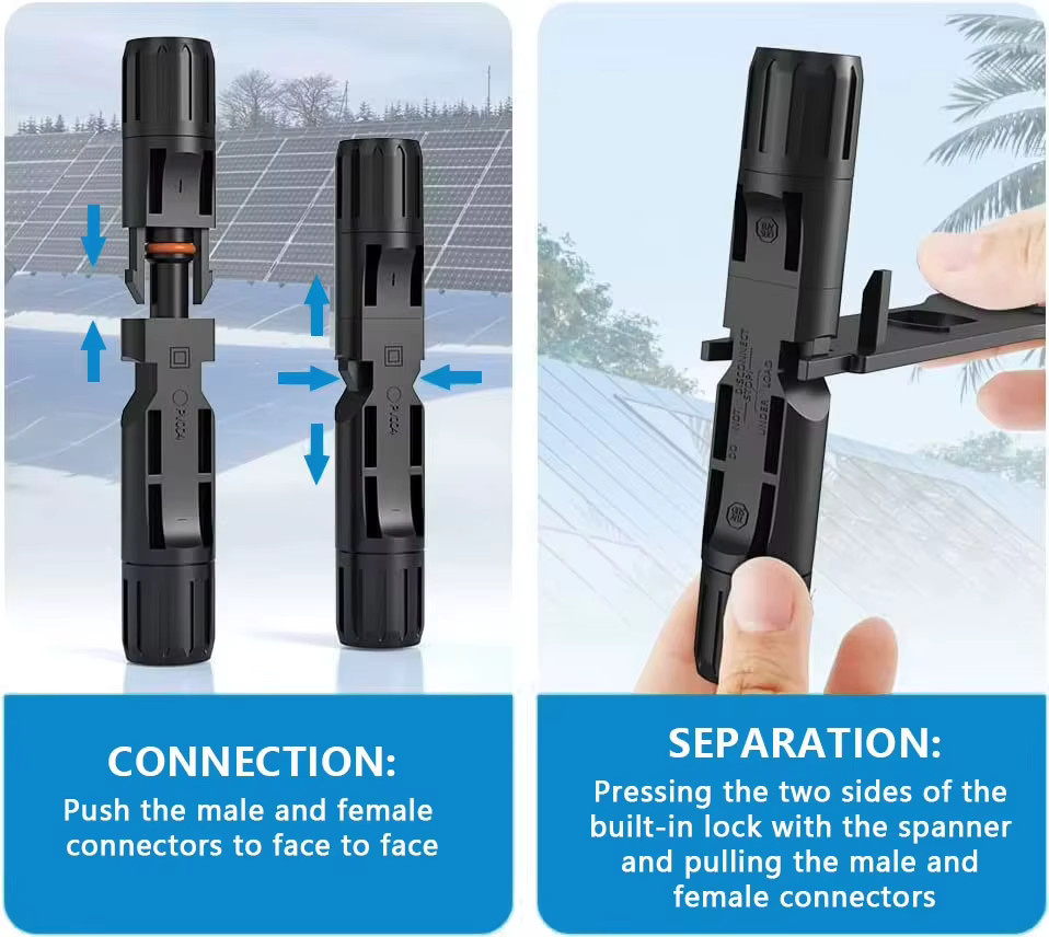 Y&H Wasserdichte Stecker und Buchsen für PV-Kabel in Schwarz für Solarwechselrichter, Solarmodule und PV-Systeme - Bild 6