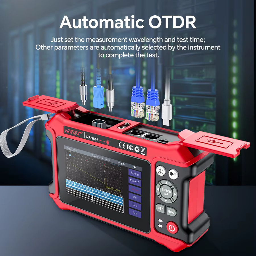 NOYAFA OTDR NF-9816 Optisches Faser-Reflektometer 1310/1550nm mit 10G Dual OPM, OLS und VFL in Rot - Bild 3