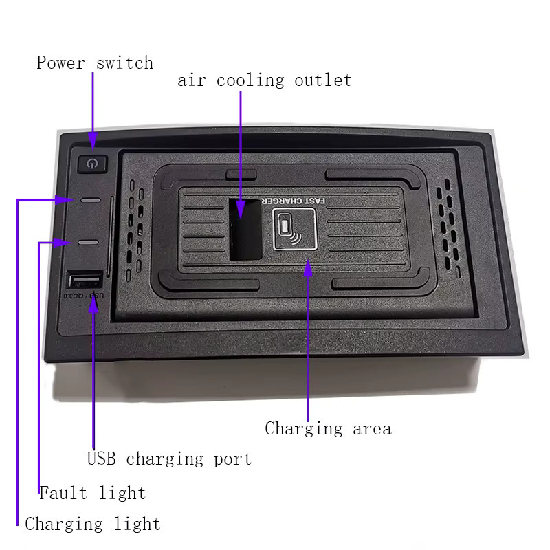 Carinway 15W Kabelloses Auto-Ladegerät Schnelllade-Pad in Schwarz für Buick Regal und Opel Insignia - Bild 3
