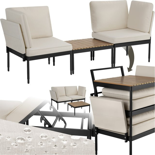 tectake Magaluf Aluminium Gartenlounge-Set in Anthrazit und Grau mit 5-in-1 Funktion, 5-fach verstellbaren Lehnen, wetterfesten Polstern und stapelbaren Elementen - Bild 1