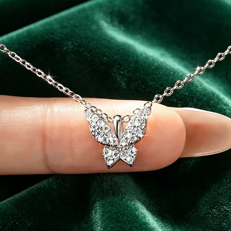 Lnngy Halskette, Schmetterlings-Anhänger, 585 Gold, Moissanit, Damen - Bild 3