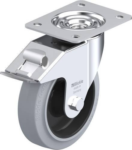 Blickle Lenkrolle LE-POEV 160XR-FI-SG mit Feststeller, Farbe Schwarz-Grau, Rad-Durchmesser: 160 mm, Tragfähigkeit: 300 kg - Bild 1