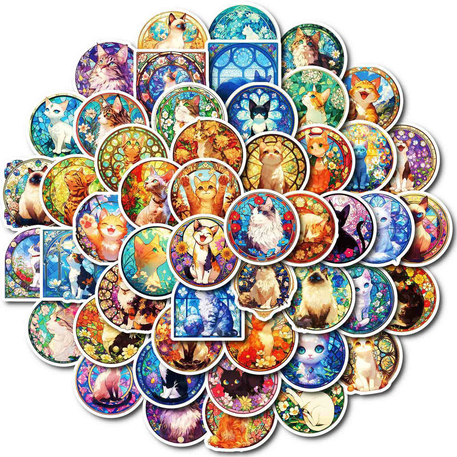 Car beautiful stickers Wasserdichte Farbglas Katze Aufkleber Multicolor - Bild 3