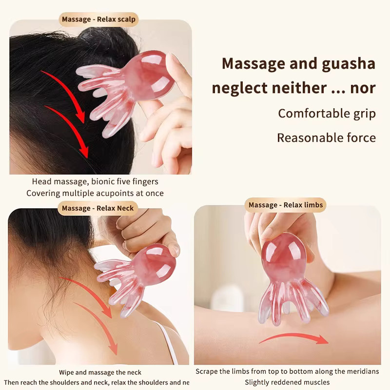 HNKMP Octopus Massage Kamm, Kopfhaut Massage, Gua Sha - Bild 2