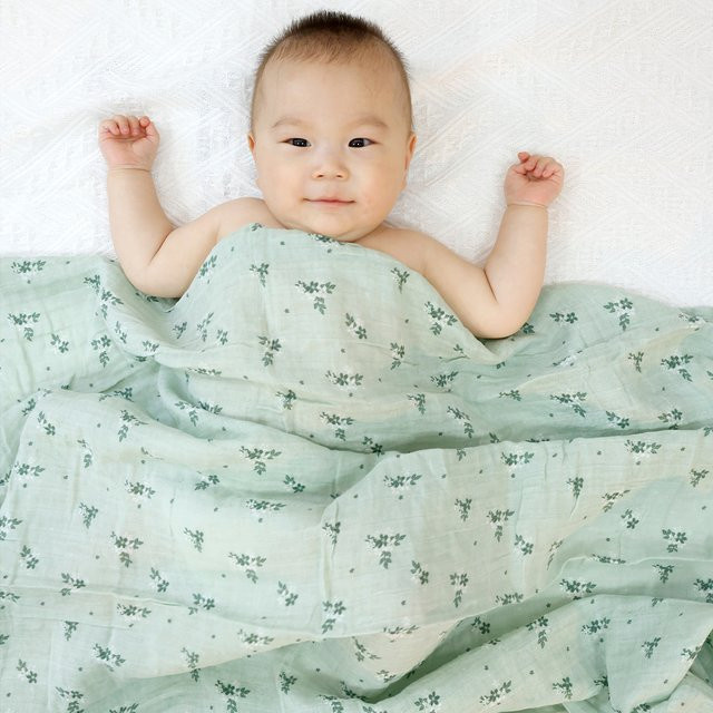 HappyFlute Baby Muslin Mullschmusel aus 100% Baumwolle mit floralem Print, B/B: 120 x 110 cm - Bild 1