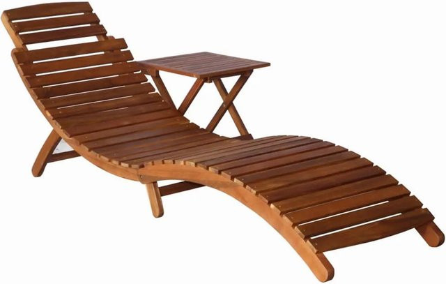 vidaXL Sonnenliege mit Tisch aus Akazienholz in Braun - Bild 1