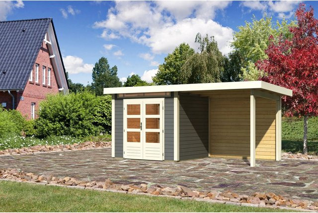 Karibu Holz-Gartenhaus Kumla Pultdach in Terragrau lackiert B/T/H: 244 x 204 x 222 cm - Bild 1