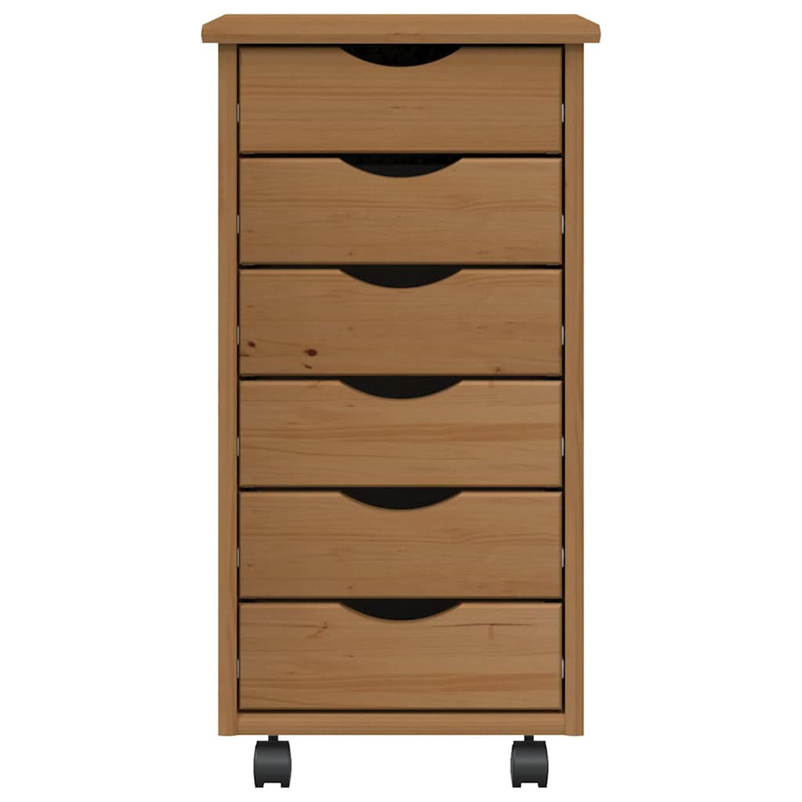 vidaXL Rollschrank MOSS aus massivem Kiefernholz mit Schubladen in Honigbraun, B/T/H: 65,5 x 39,0 x 6,0 cm - Bild 3