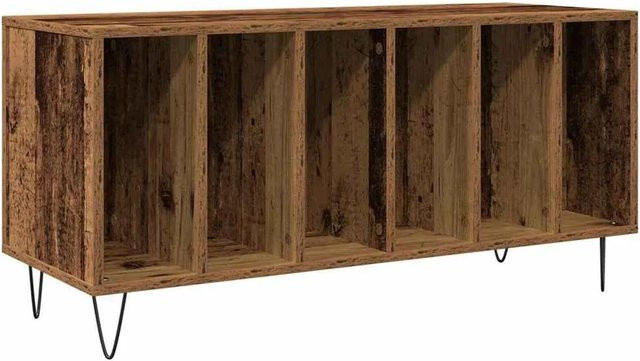 vidaXL Schallplattenschrank aus Holzwerkstoff in Altholz-Optik, Braun, B/T/H: 100 x 38 x 48 cm - Bild 1